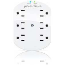 360 ELECTRICAL LOFT 6 OUTLET SURGE PROTECTOR WALL TAP - WHITE