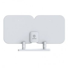 ANTOP Indoor Amplified Thin 112-km (70 Mile) HDTV Antenna with Smart Boost System - White