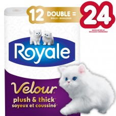 Toilet Paper - Royale Velour, Plush and Thick Toilet Paper, 12 Double equal 24 rolls